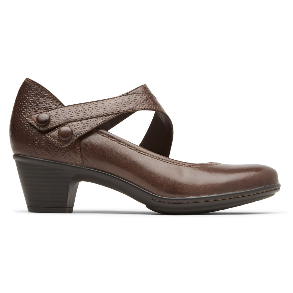 Rockport Singapore Womens Wedges - Cobb Hill Kailyn Asymmetrical Mary Jane Brown - SJ1472638